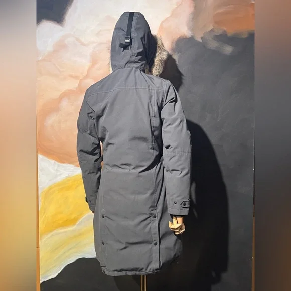 Canada Goose Kensington Graphite Hooded Down Coat with Fur Trim